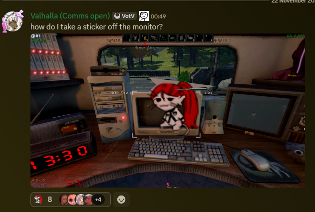 Screenshot of sticker stuck to monitor of main pc